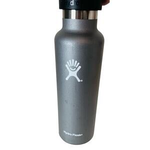 Hydro flask silver with white logo 21 oz scratches and dents